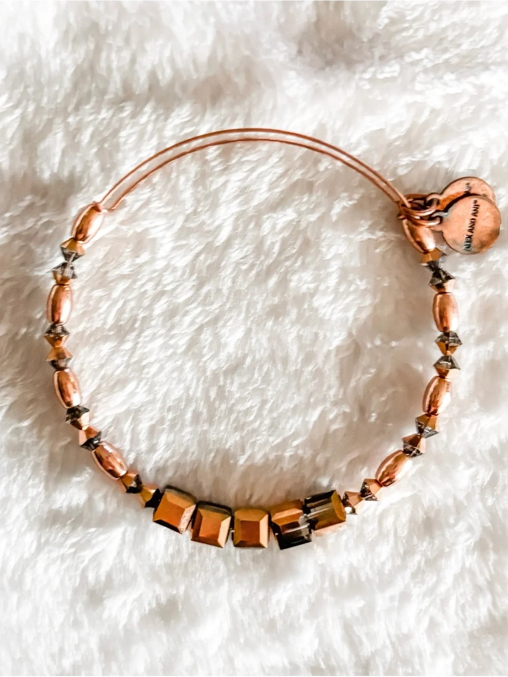 Alex and Ani Crown Beaded Bangle Bracelet - Rose Gold